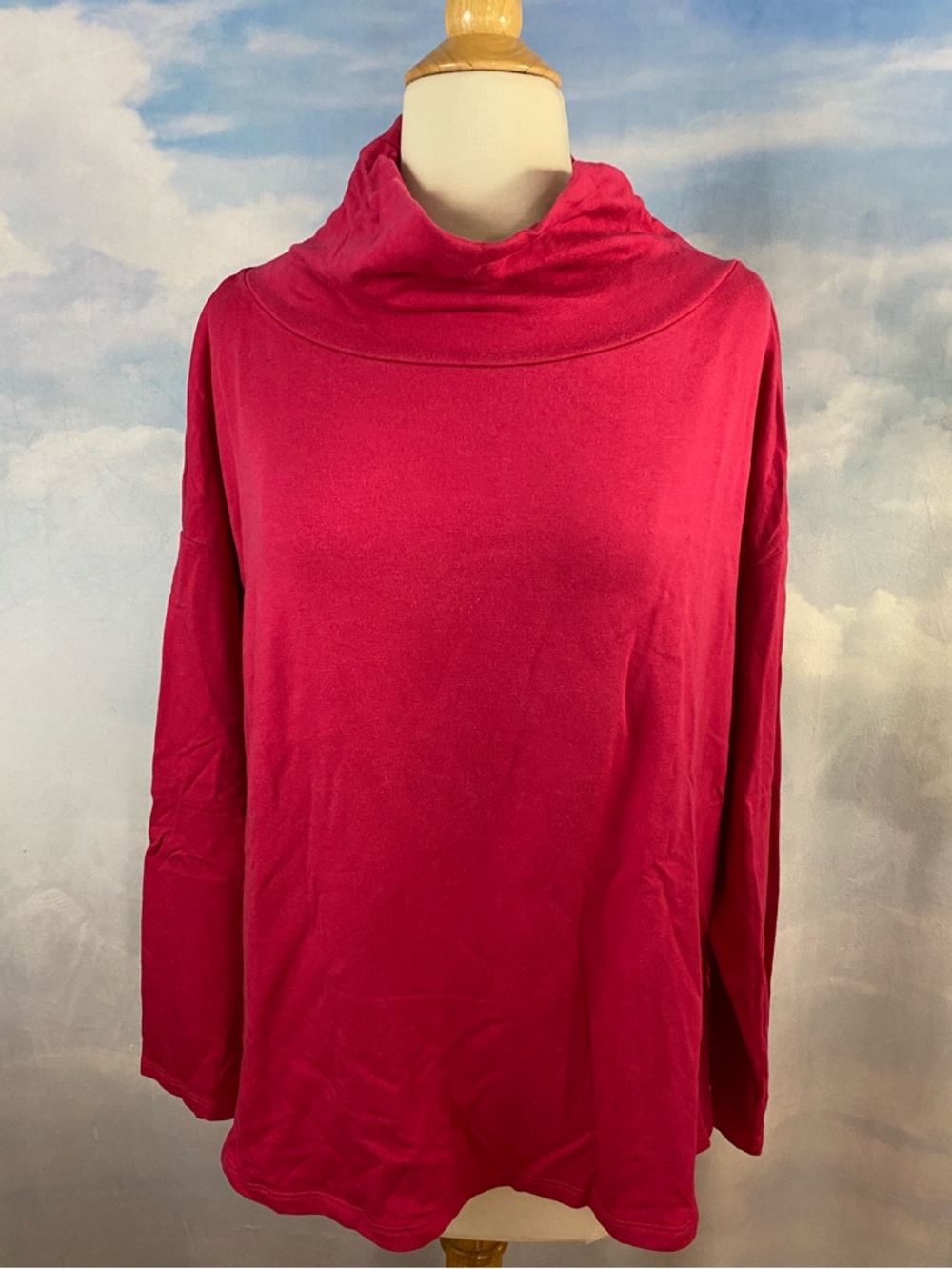 Eileen Fisher Cozy Brushed Terry Hug Funnel Neck Top Size Large